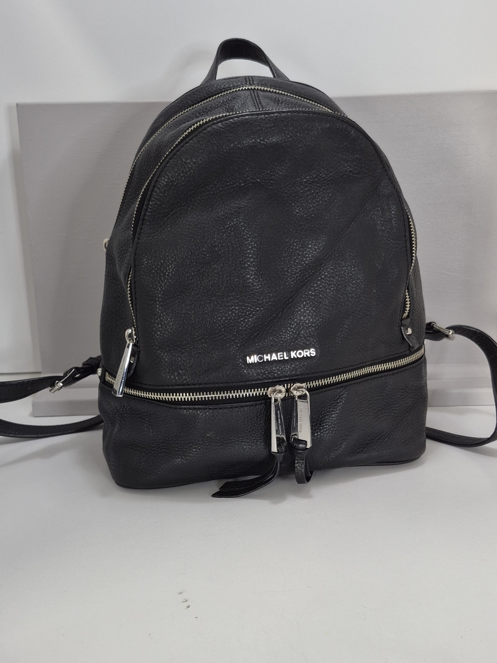Michael Kors Black Pebbled Leather Mini Backpack